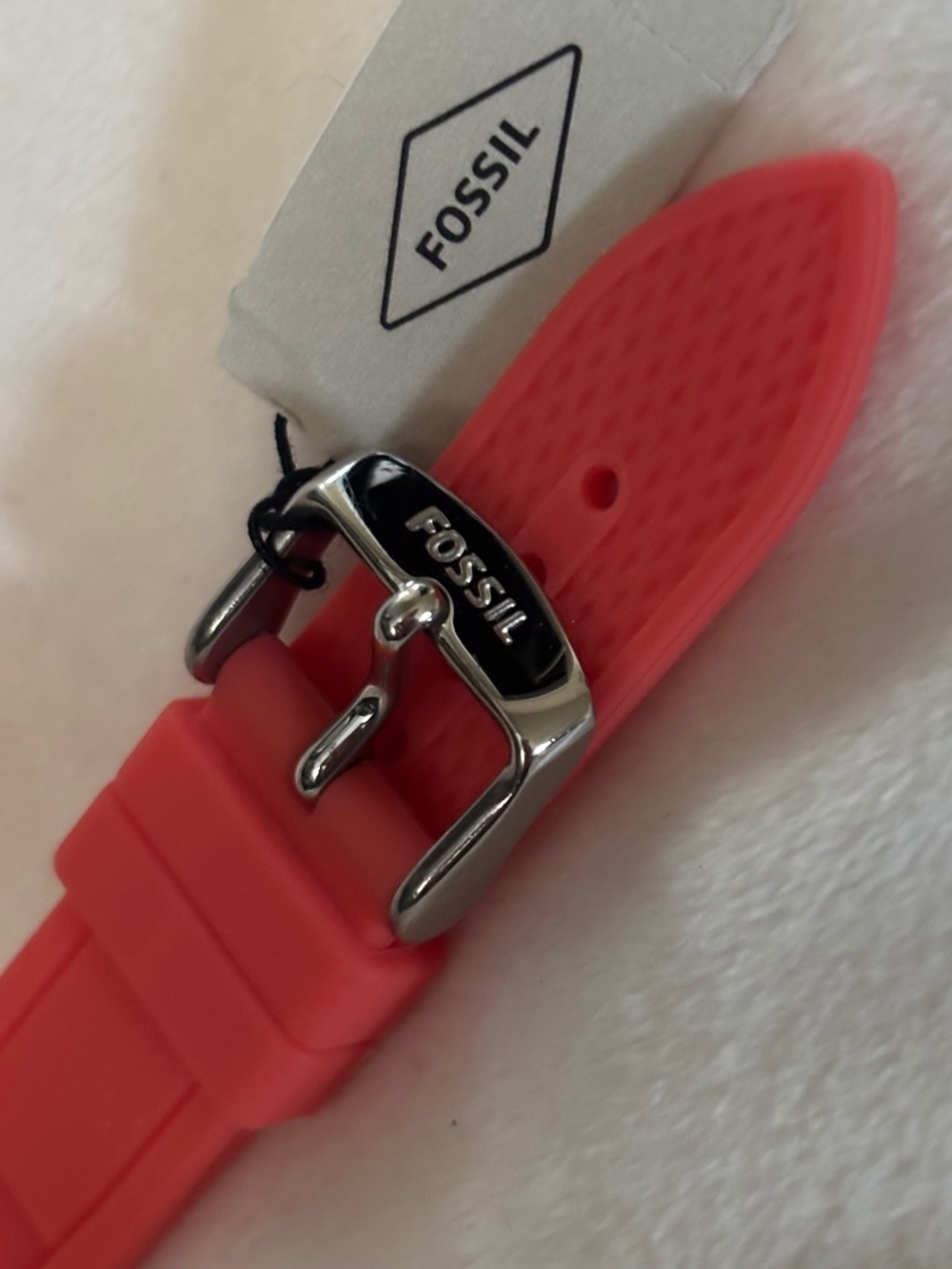 Fossil Watch Band Strap Orange 18 S181251 Buckle Stamped Metallic Silver NWT